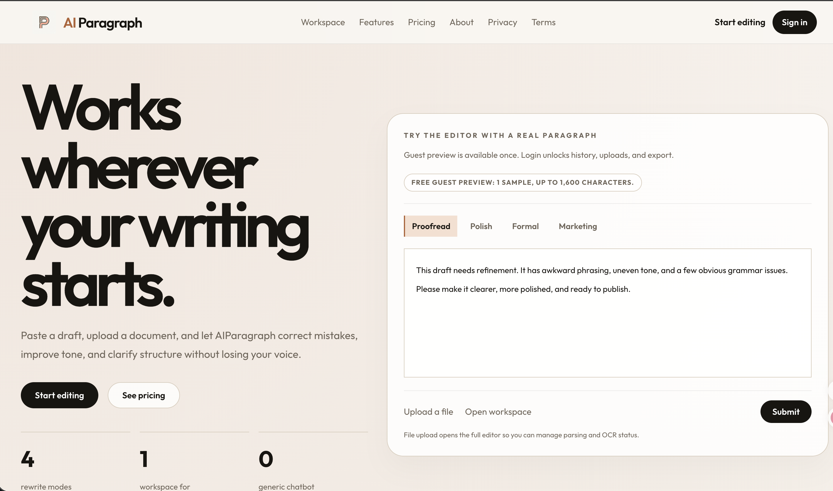 AI Paragraph Rewriter, Grammar Checker & Text Enhancer | AIParagraph preview